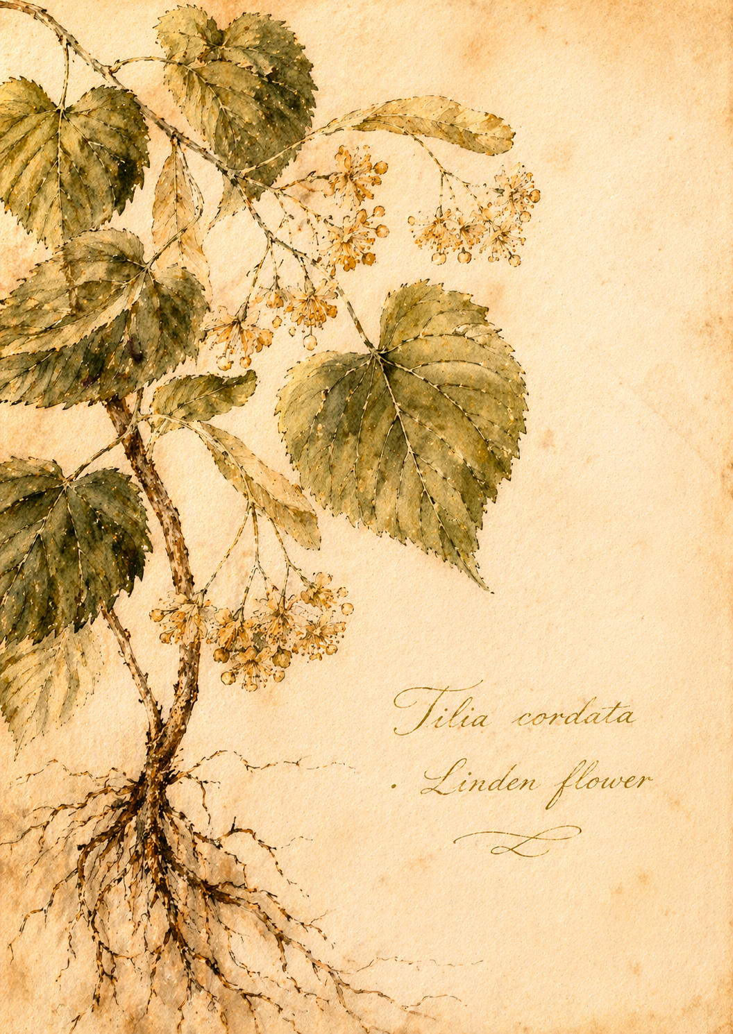 Tilia cordata &mdash; Linden flower botanical illustration