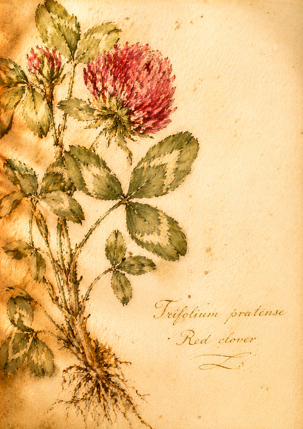 Trifolium pratense &mdash; Red clover botanical illustration