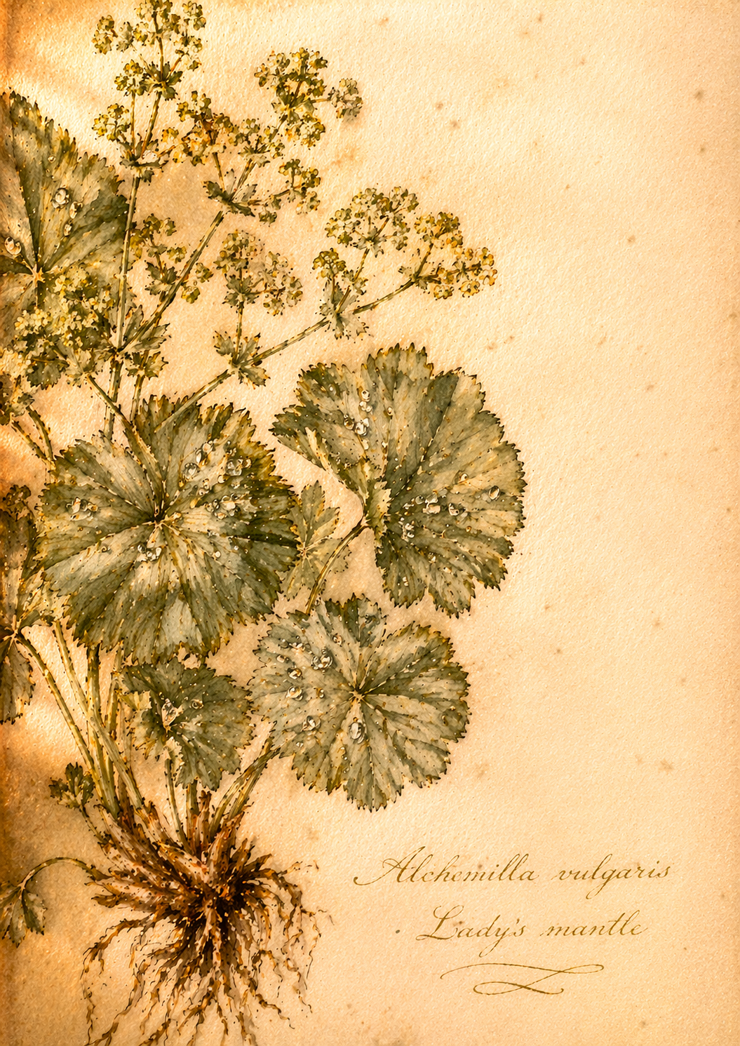 Alchemilla vulgaris &mdash; Lady's mantle botanical illustration