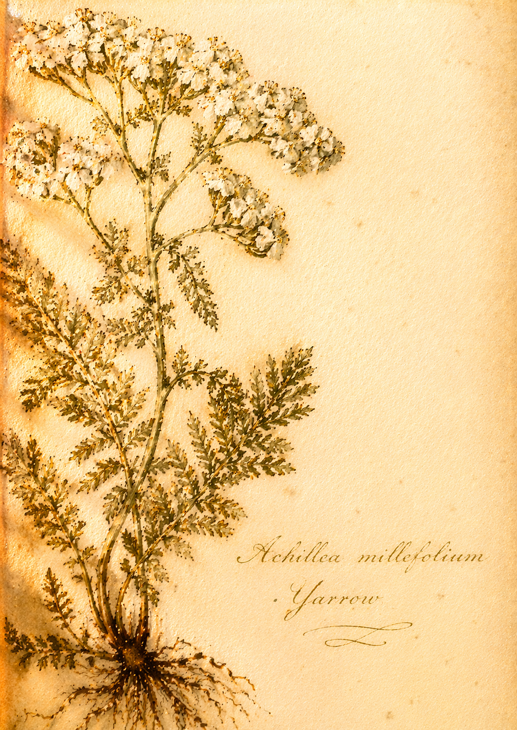 Achillea millefolium &mdash; Yarrow botanical illustration