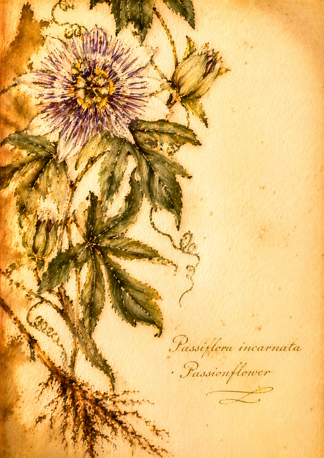Passiflora incarnata &mdash; Booklet illustration