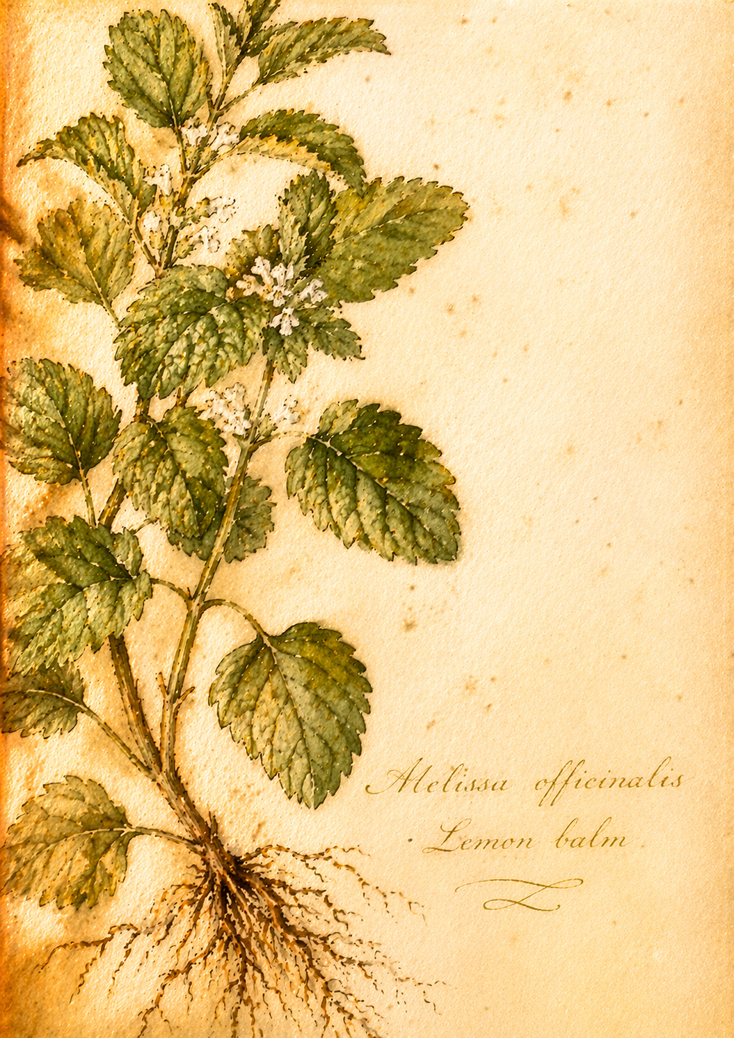 Melissa officinalis &mdash; Lemon balm botanical illustration